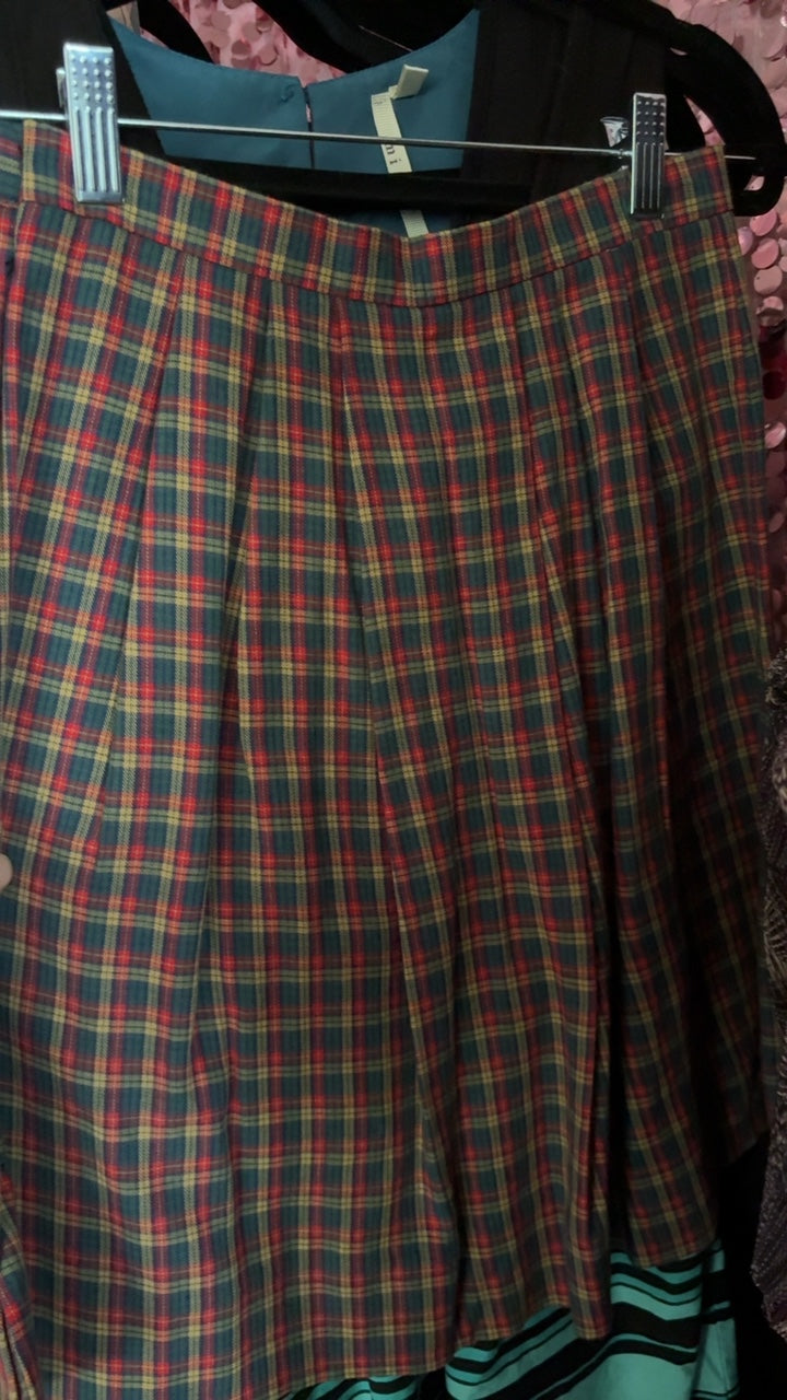  VINTAGE Handmade Plaid Skirt / Size: S