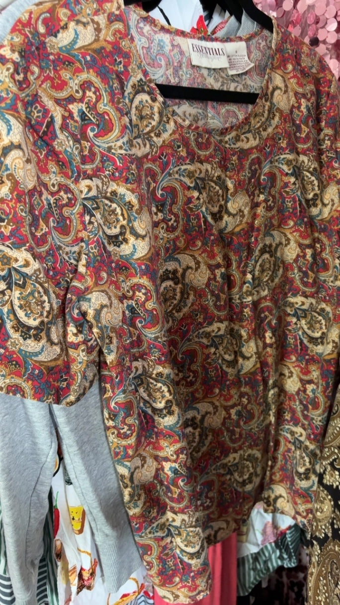 VINTAGE Essentials by Worthington Paisley Shirt / Size: 16/XL