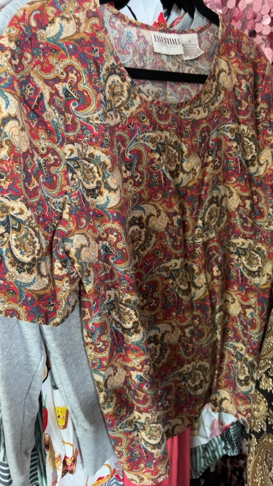 VINTAGE Essentials by Worthington Paisley Shirt / Size: 16/XL