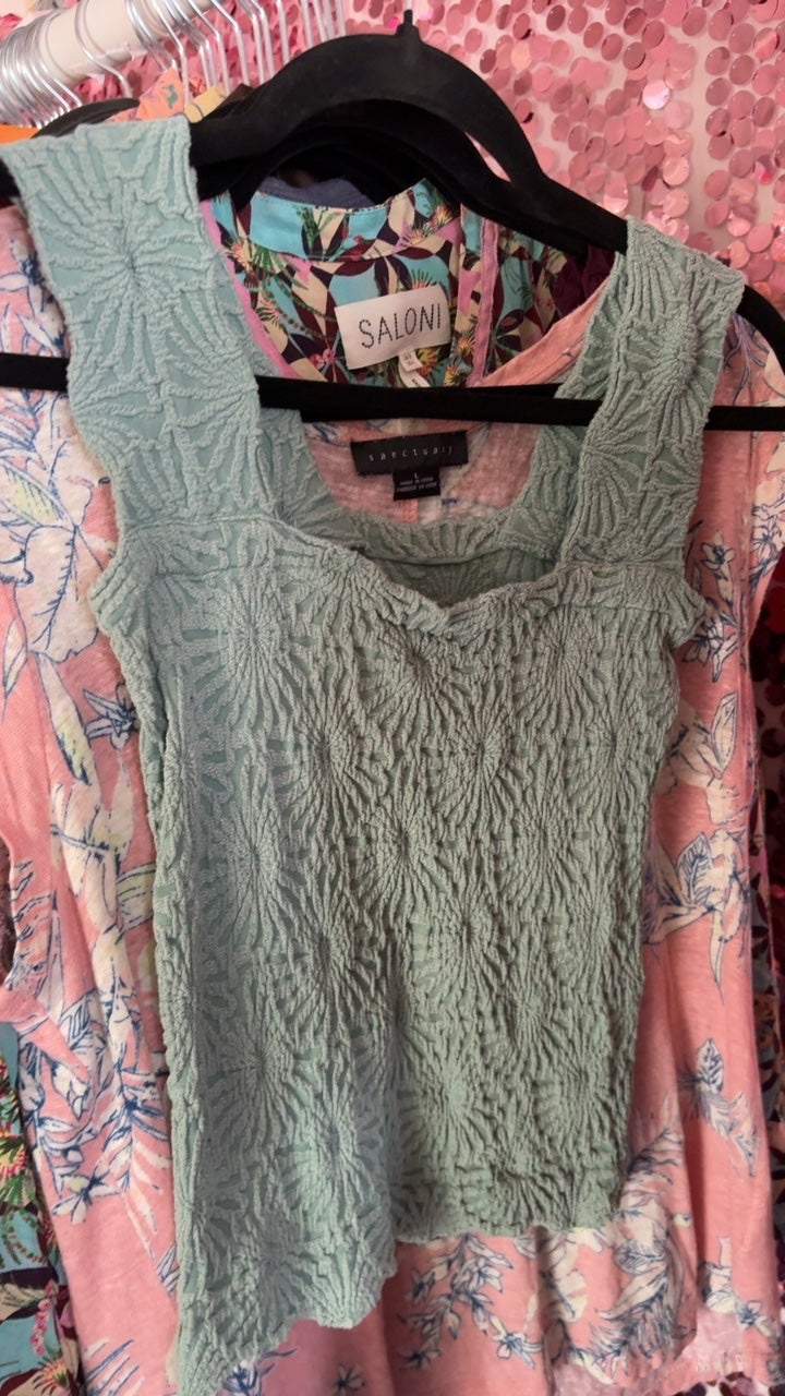 Stretchy Textured Tank - Sage / Size: XS/S