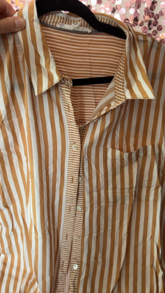Jane and Delancey Striped Button Shirt / Size: XL