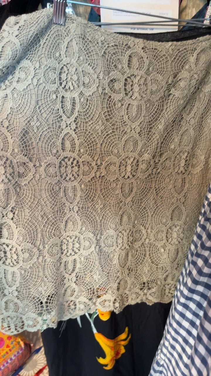 Garnet Hill Lace Overlay Skirt / Size: L