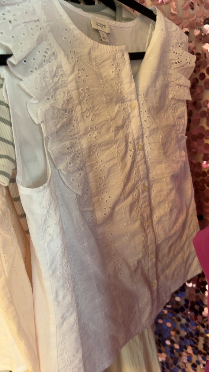 J.Crew Eyelet Ruffle Shirt / Size: S