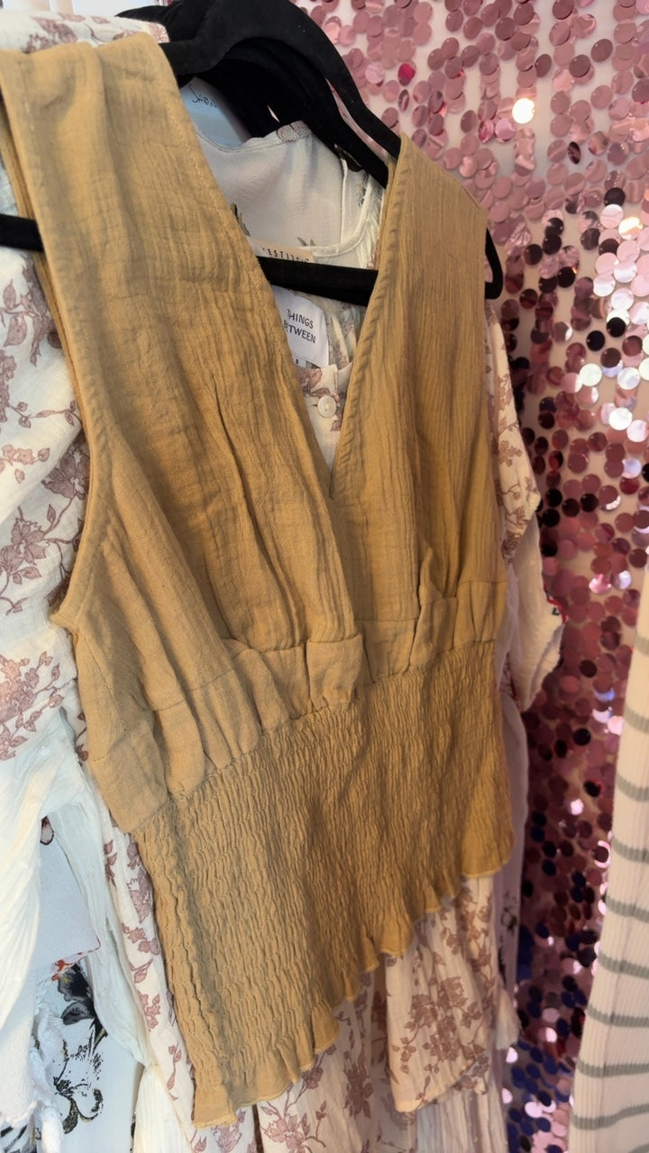Earthbound Smocked V Neck Tank / Size: M