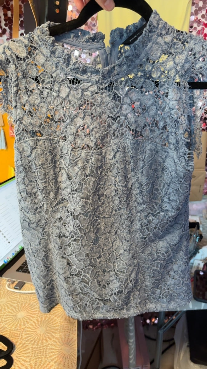 White House Black Market Lace Cap Sleeve Shirt / Size: 6/S