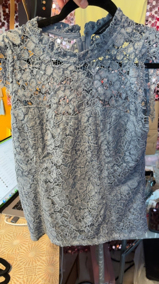 White House Black Market Lace Cap Sleeve Shirt / Size: 6/S