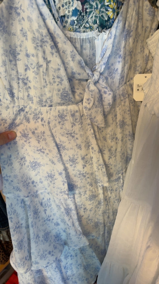 Altard State Blue Floral Babydoll Dress / Size: L