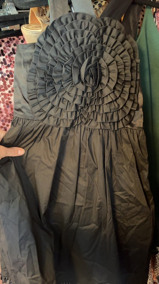 Burlap Floral Bodice Dress / Size: 2/XS
