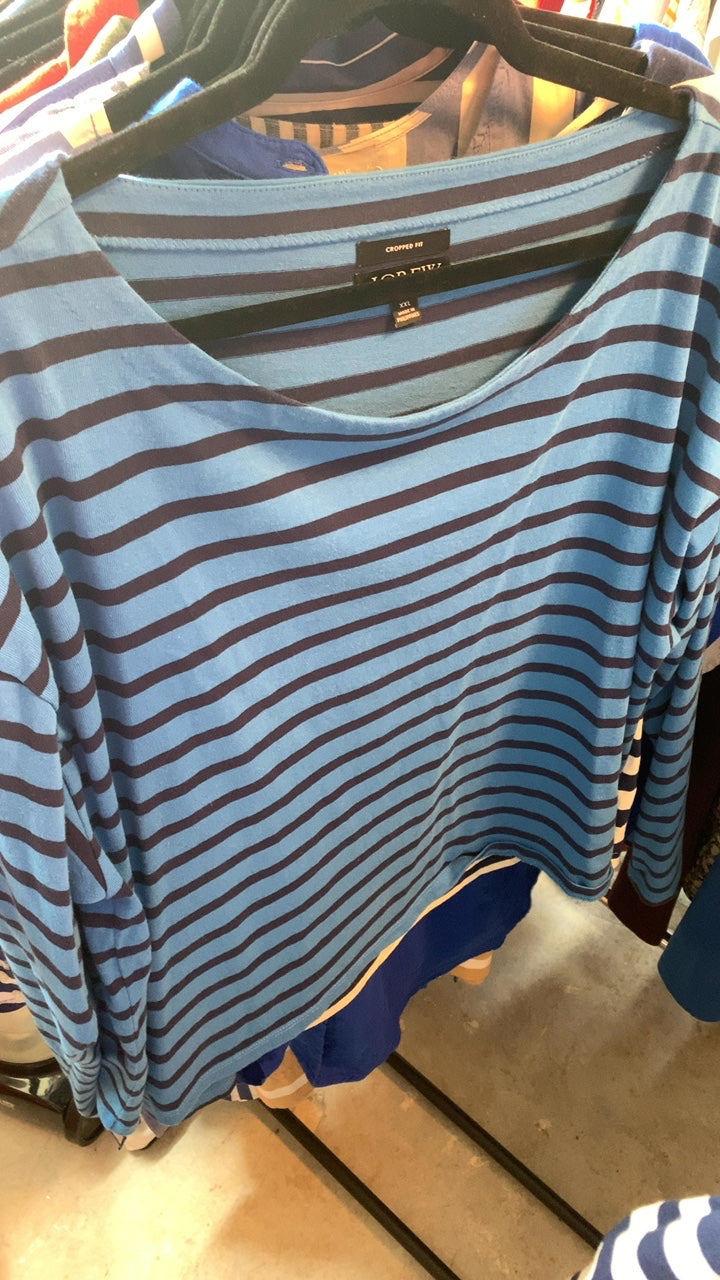 J.Crew Blue and Navy Stripped Shirt / Size: XXL