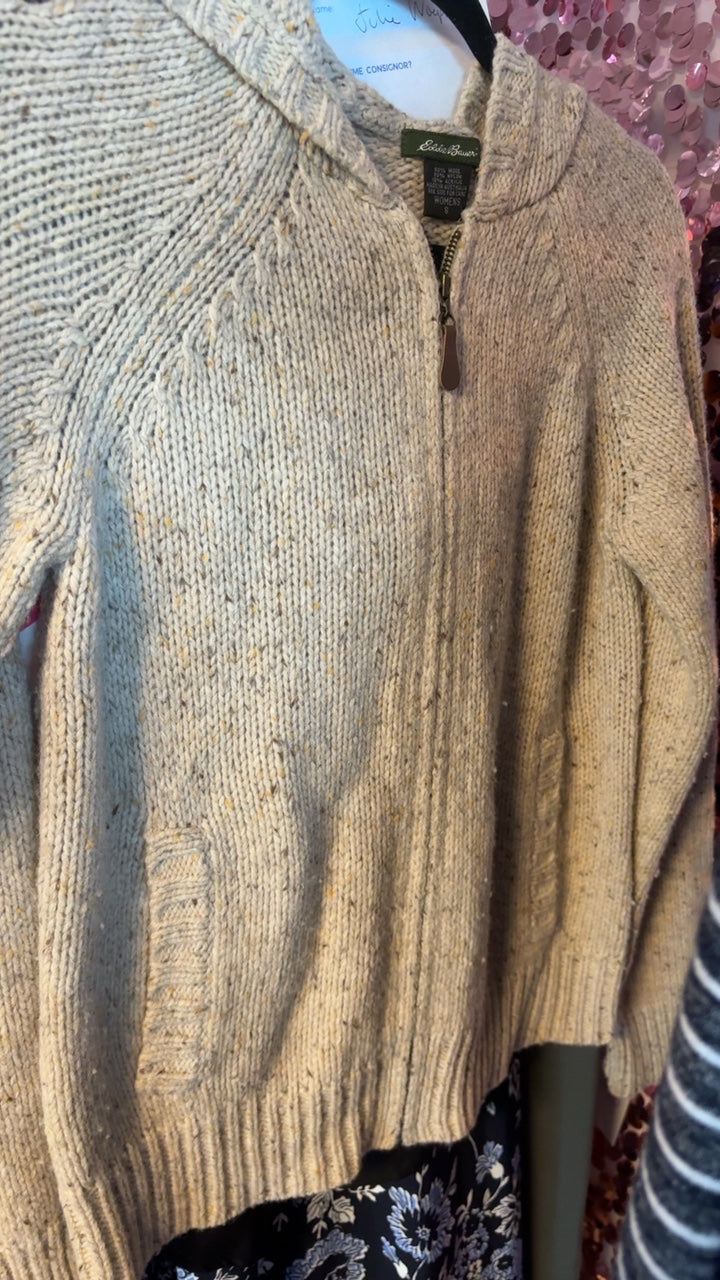 Eddie Bauer Zip Up Wool Blend Sweater / Size: S