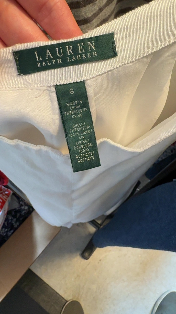 Lauren by Ralph Lauren White Linen Pants / Size: 6