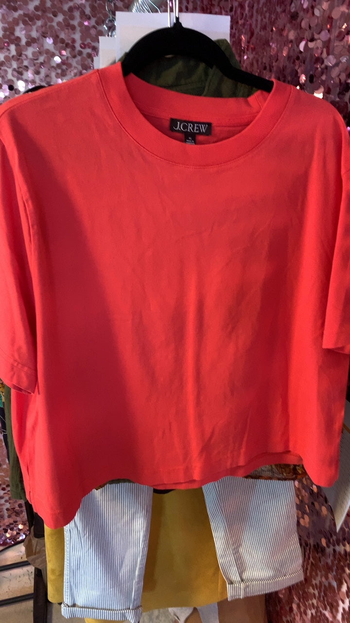 JCREW Coral Cropped Shirt / Size: XL