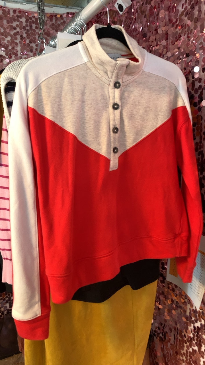 Evereve Super Cute Red & Cream Sweatshirt / Size: S