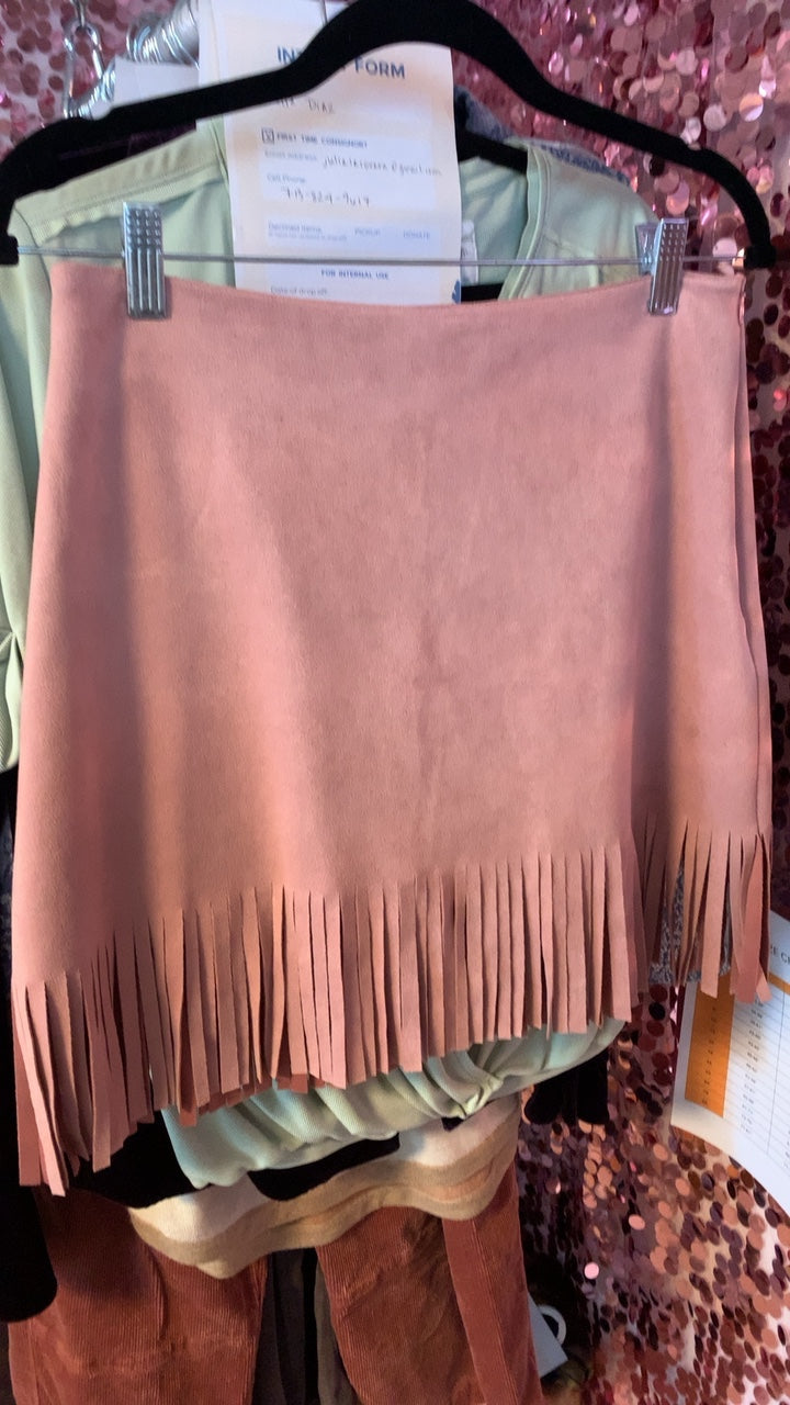 Necessary Objects Pink Fringe Skirt / Size: L