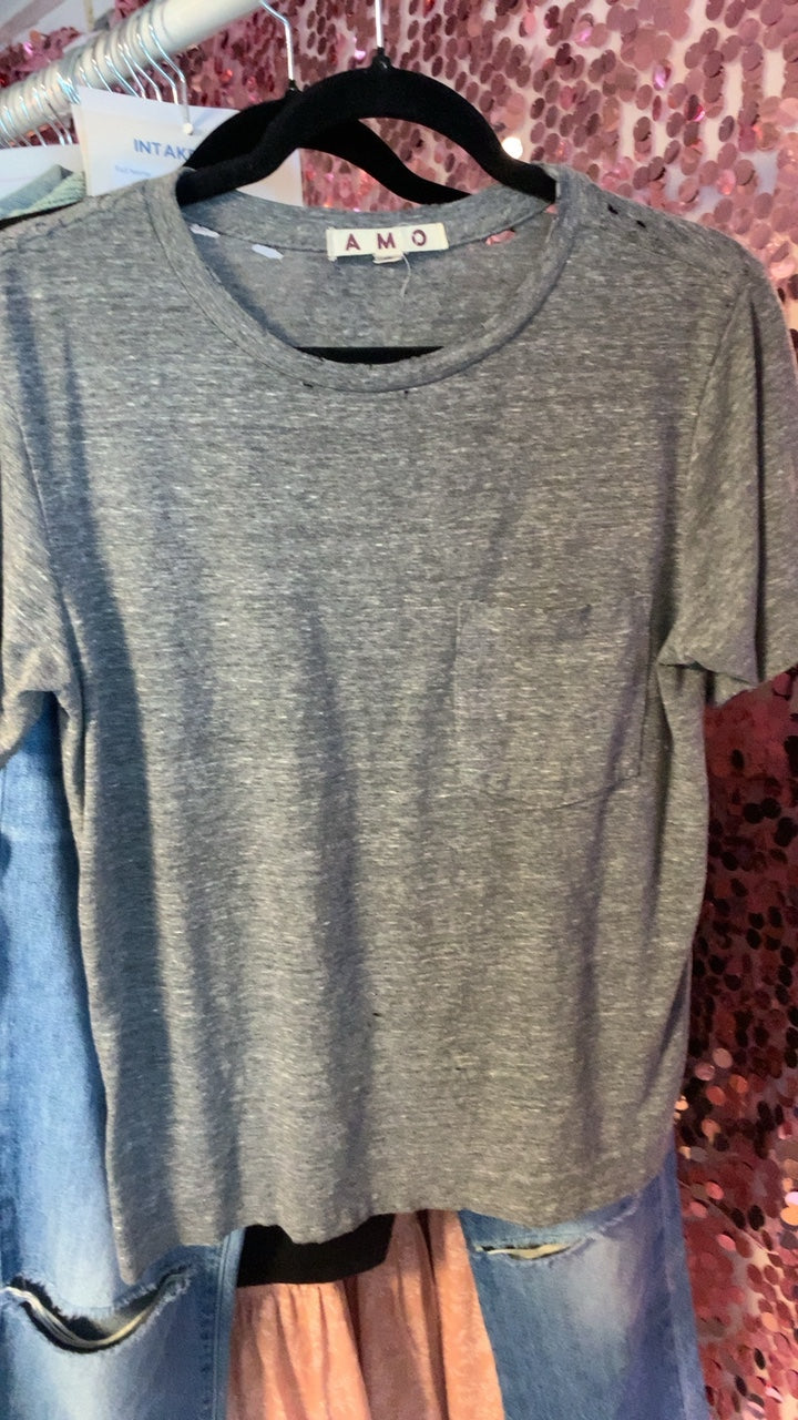 AMO distressed T shirt / Size: