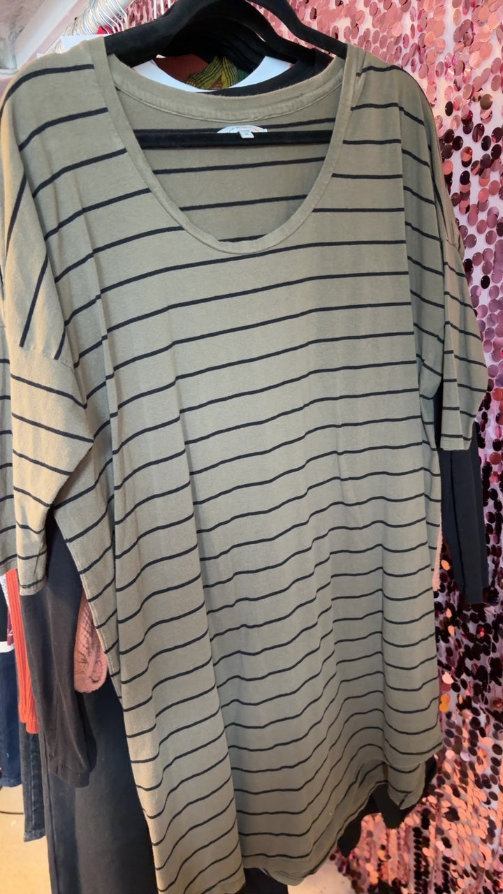 Natural by Known Supply Stripes T Shirt Dress / Size: M
