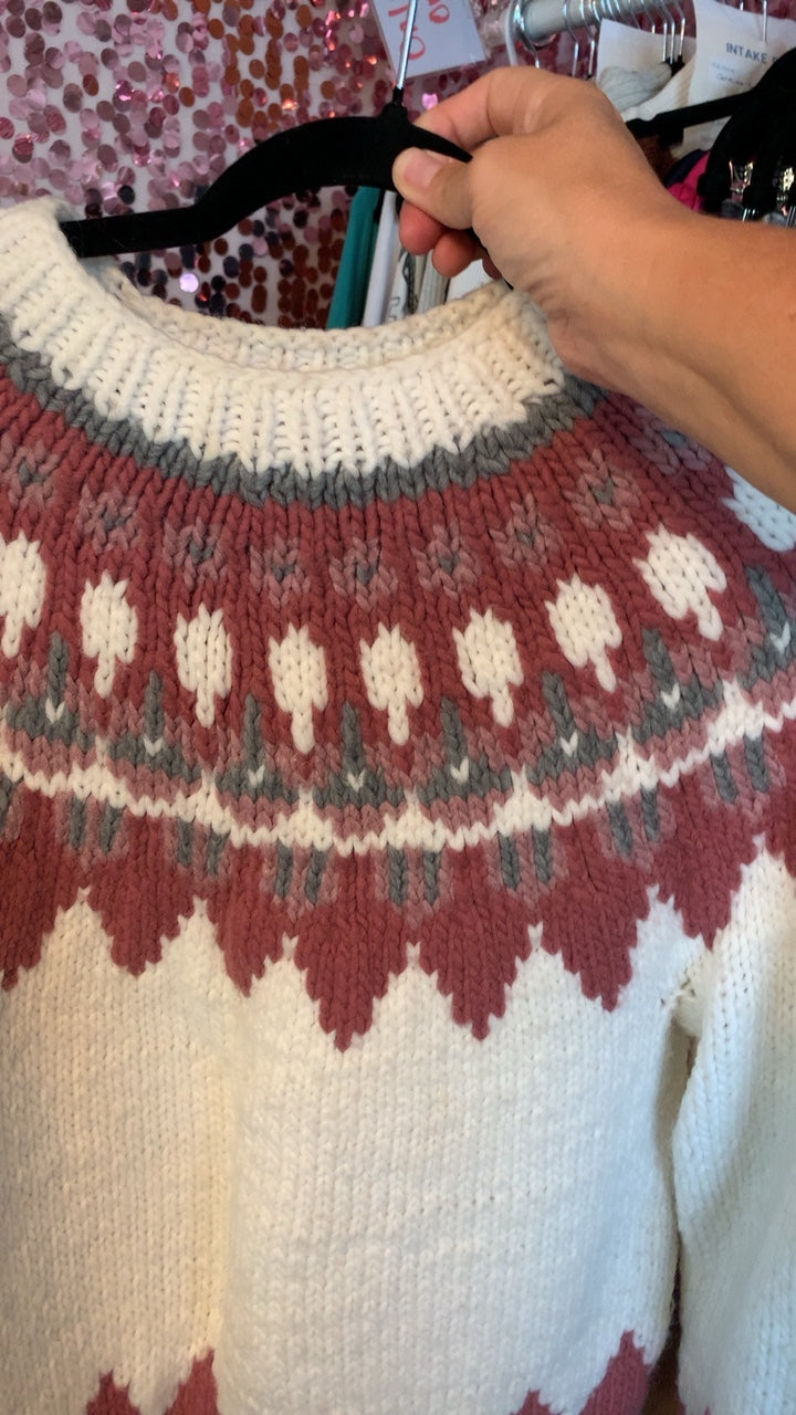 Handmade Pink & White Sweater / Size: L