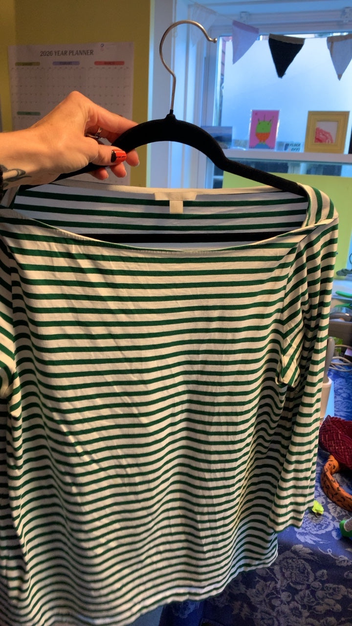 COS Boatneck Green Stripped Shirt / Size: L