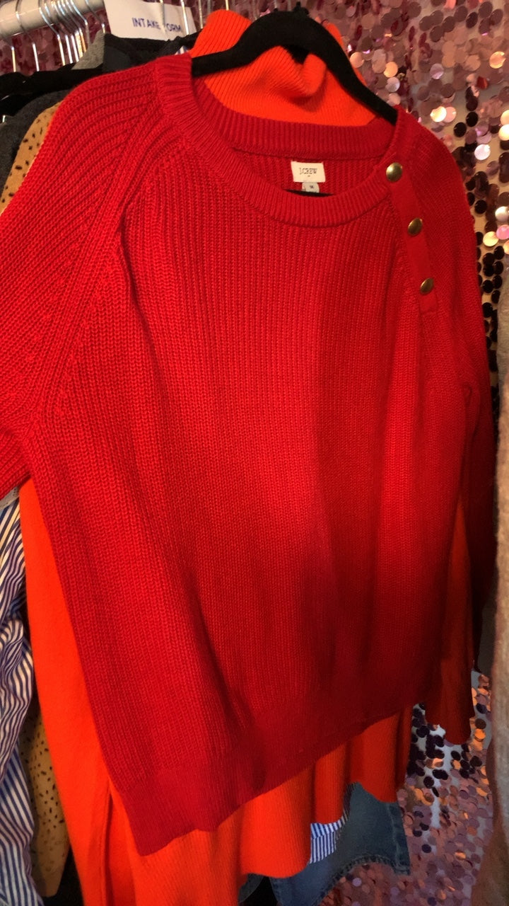J.Crew Red Tri Button Sweater / Size: M