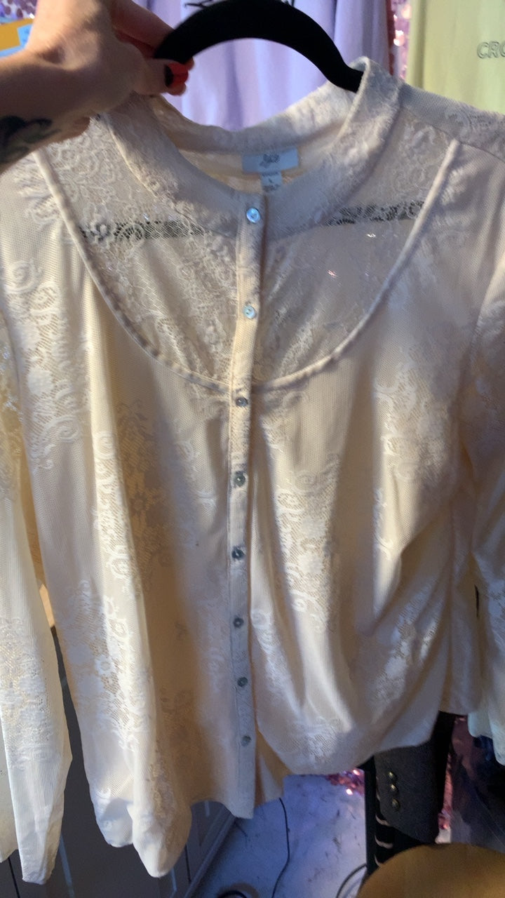 J Jill Lace Cream Shirt / Size: L