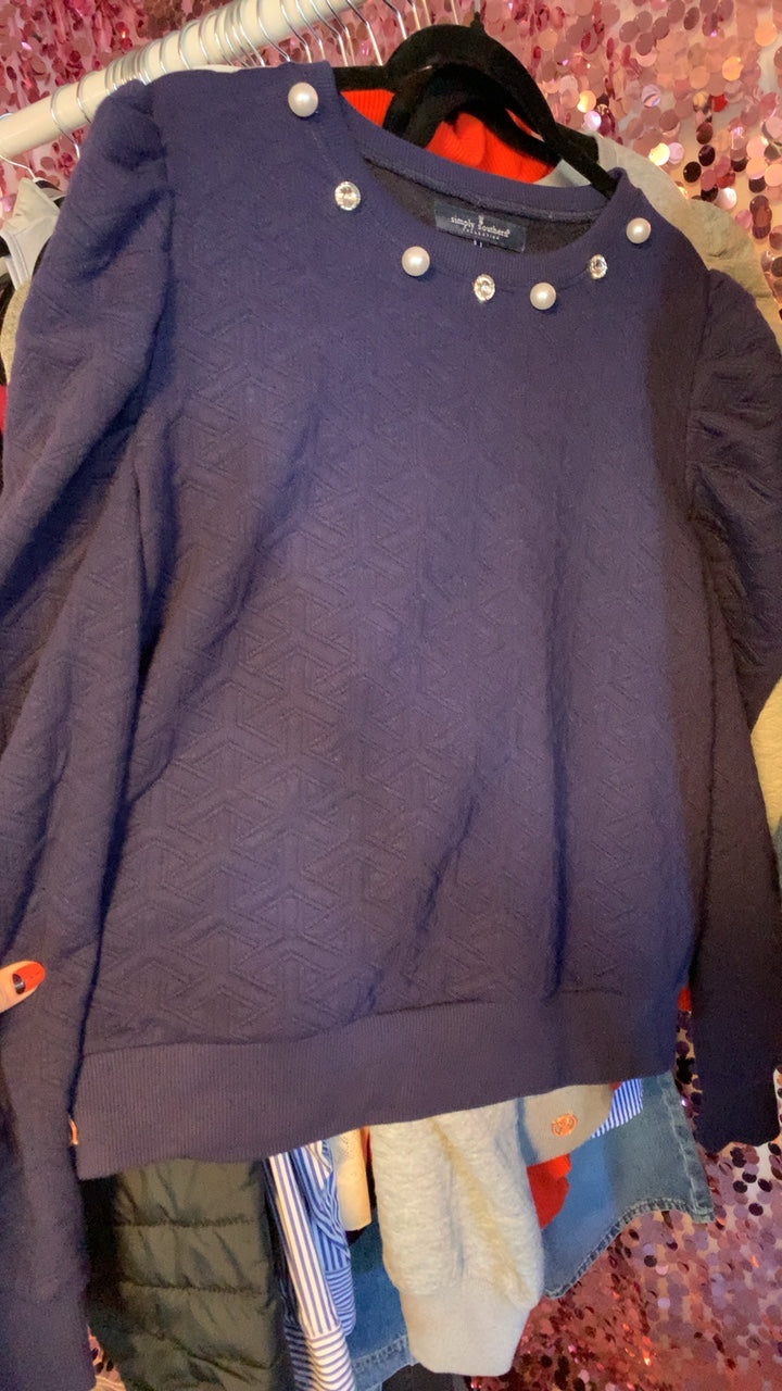 Simply Southern Navy Pearl Sweater / Size: L