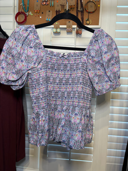 J. Crew with Liberty Fabric Smocked Top